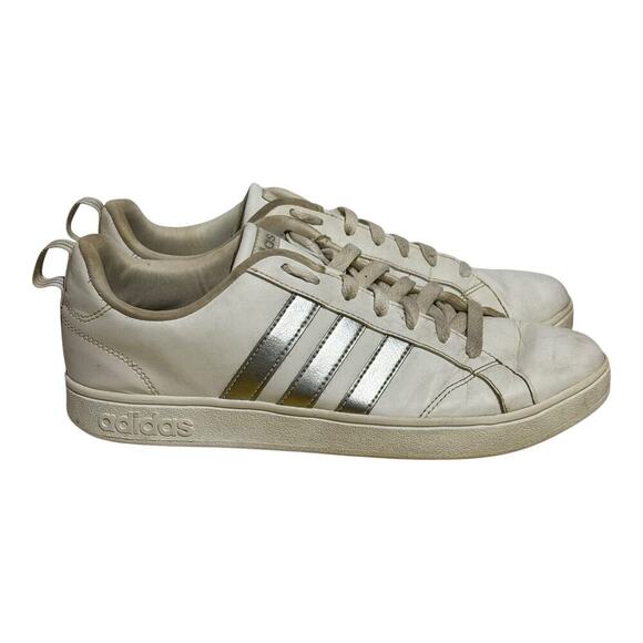 adidas Other - Adidas VL Court 2.0 White Silver Sneakers Men's Size 9 Classic Casual low Top